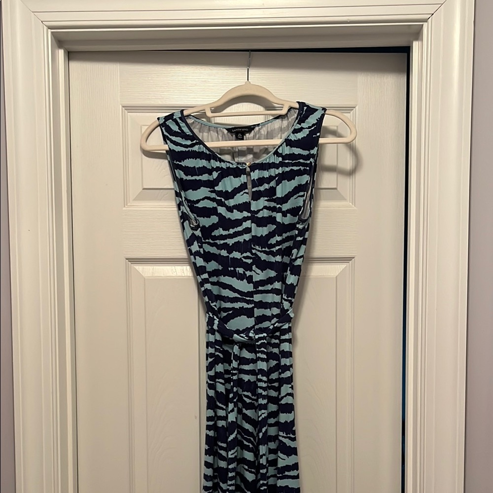 Lands' End Navy and Teal Maxi Dress